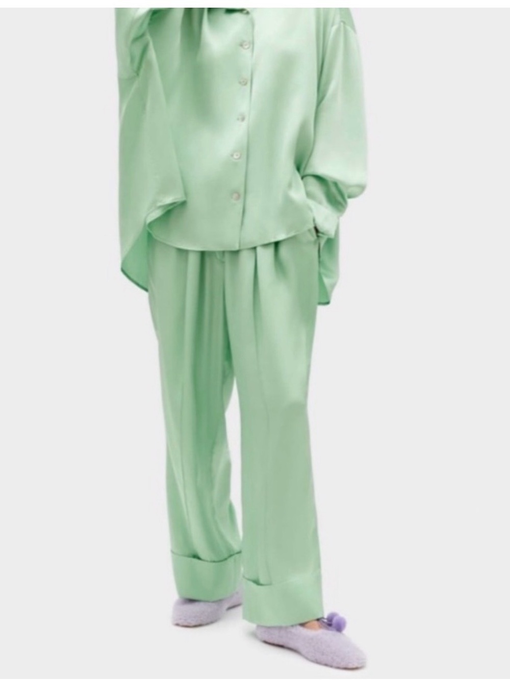 Sleeper Sage Green Wide-Leg Drawstring Pants Size 1 NWT $198